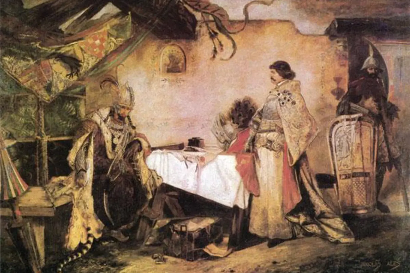 Matyáš Korvín při setkání s Jiřím z Poděbrad
