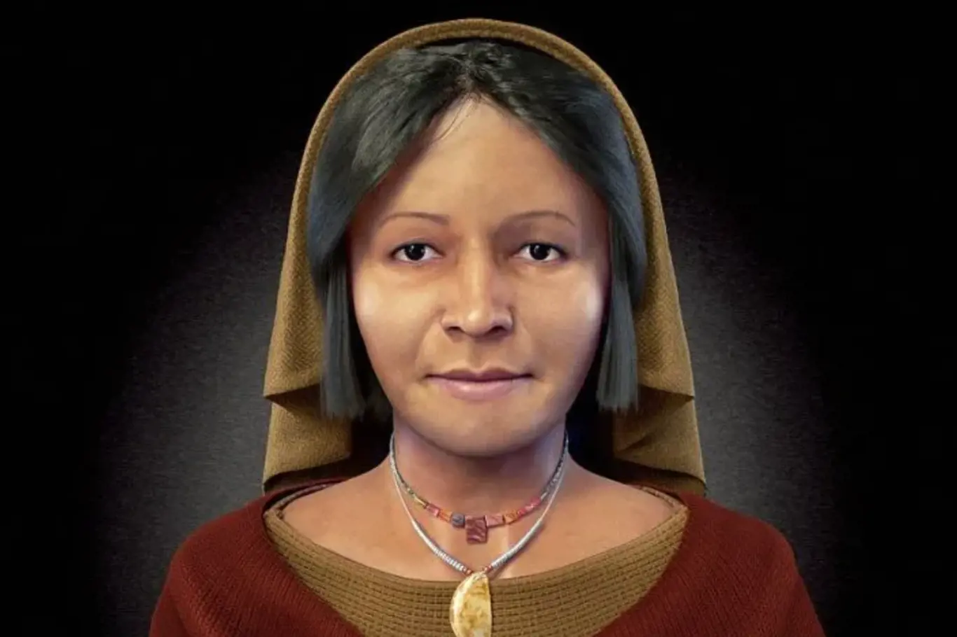 Rekonstrukce tváře 4500 let staré peruánské mumie se čtyřmi brožemi