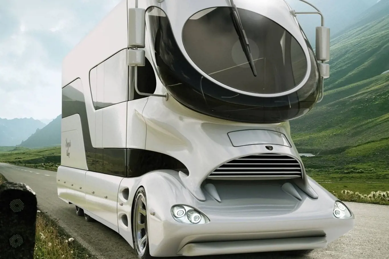 Futuristicky vyhlížející karavan "eleMMent Palazzo" nabízí originalitu, kam lidské oko dohlédne