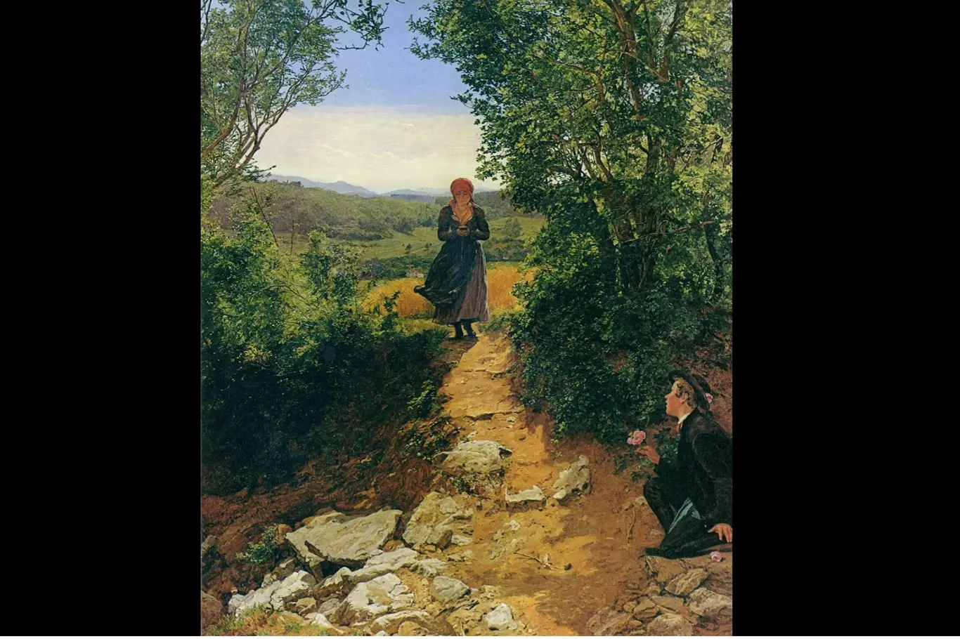 Obraz Ferdinanda George Waldmüllera, na němž žena drží mobil?