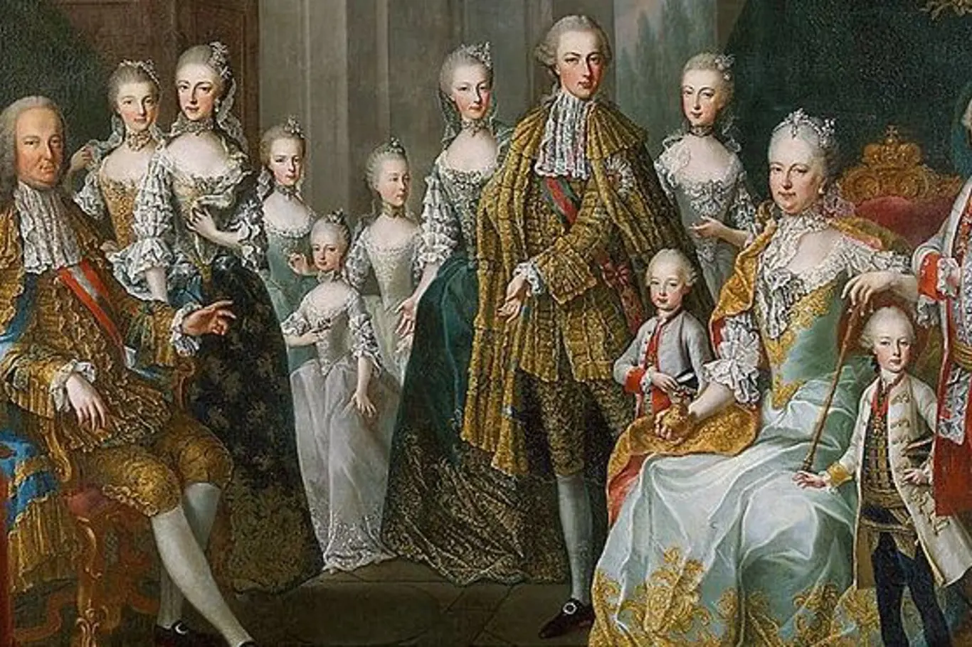 Marie Terezie s chotěm Františkem a dětmi