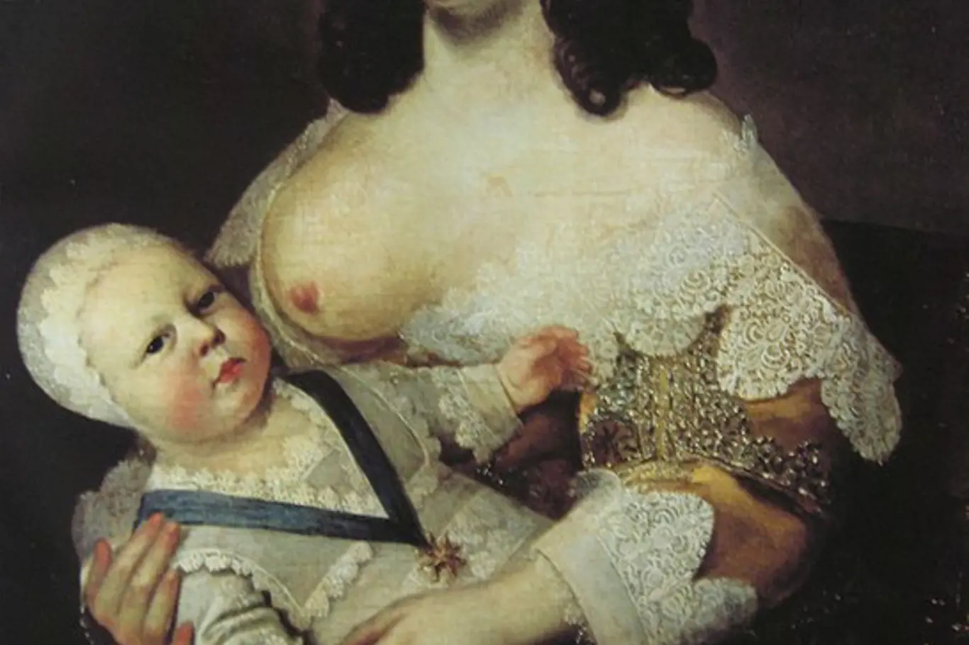 Ludvík XIV. jako nemluvně se svou ošetřovatelkou Longuet de la Giraudière.
