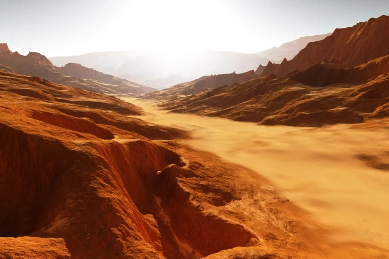 Bývalé koryto řeky na Marsu.