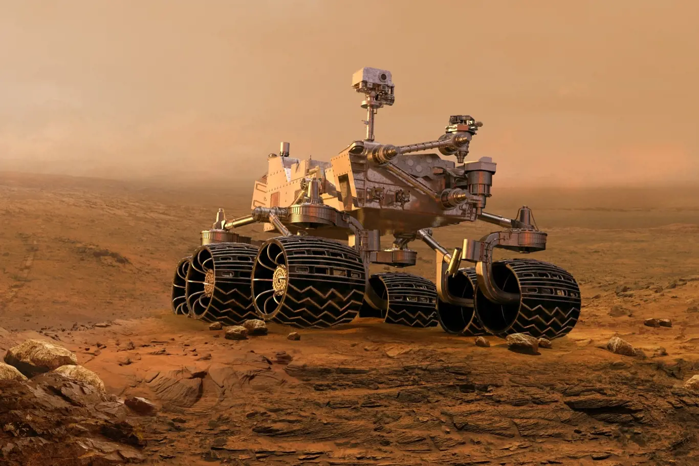 Rover Curiosity na Marsu.