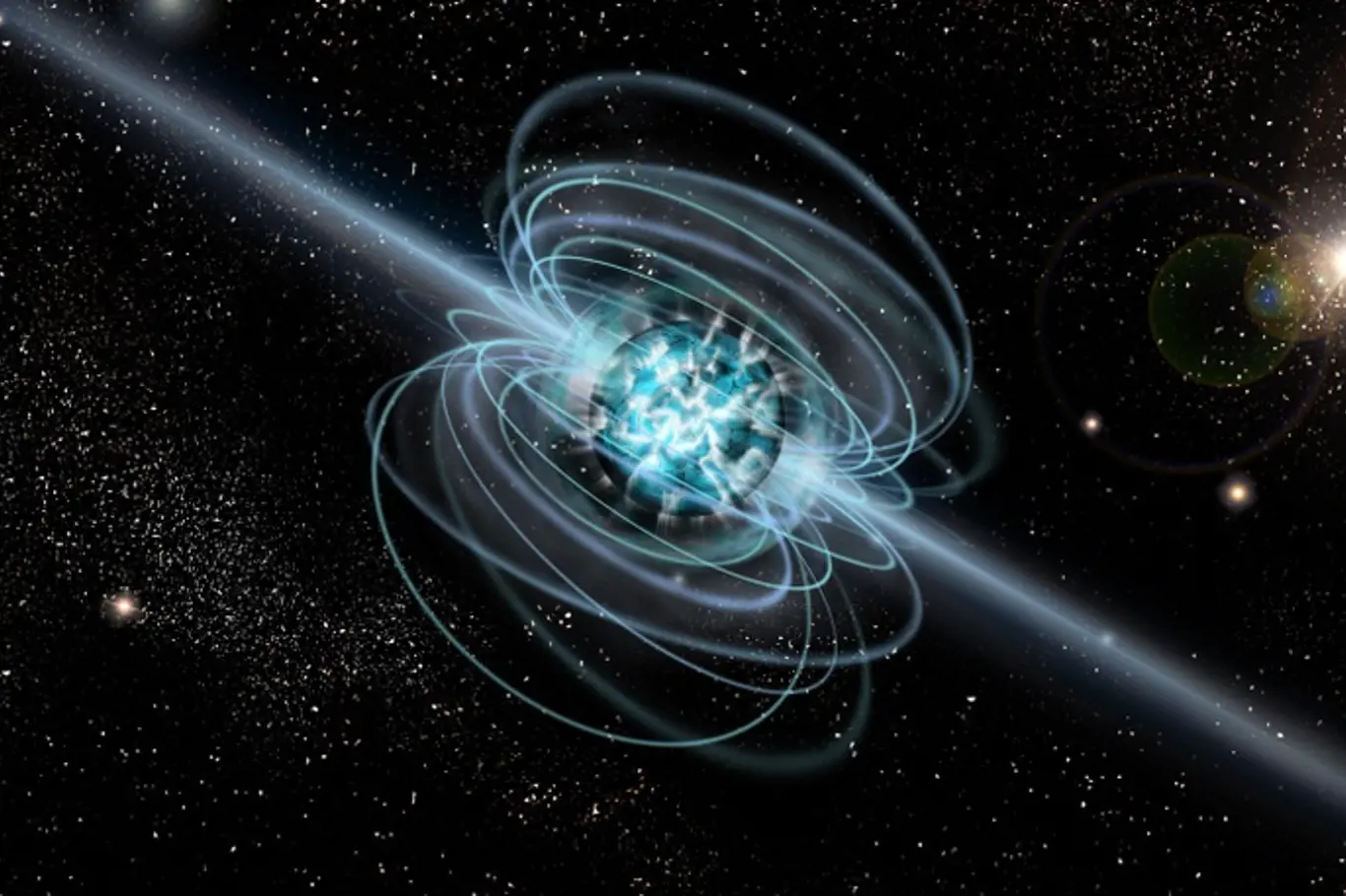 Magnetar: neutronová hvězda s vysokým magnetickým polem.