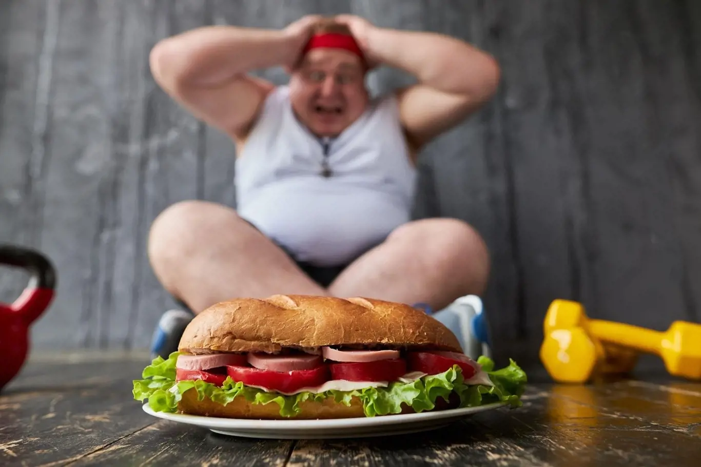 obézní člověk, hlad, jídlo, váha, dieta, hubnutí