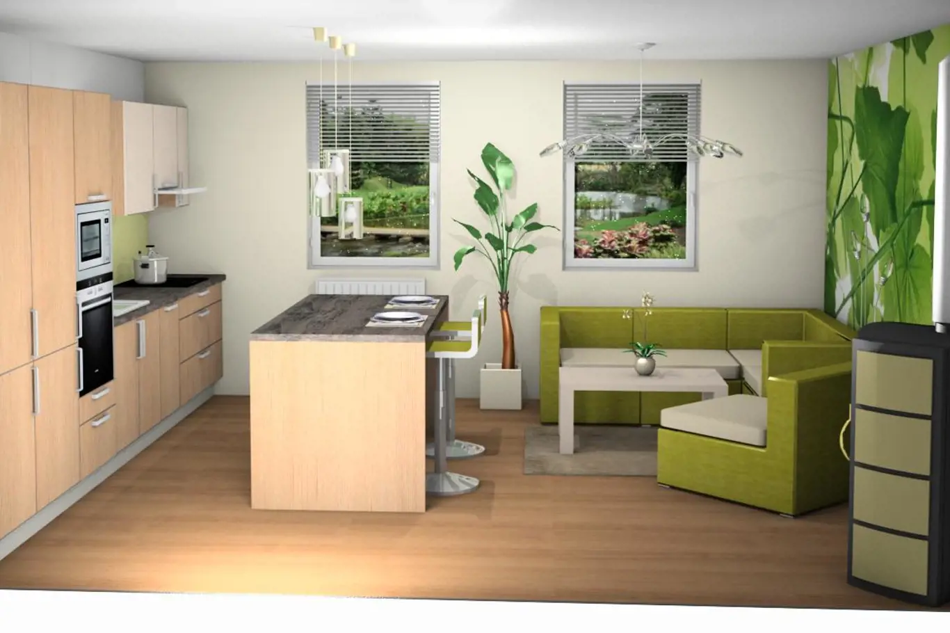 Návrh na přání: Kuchyně spojená s obývacím pokojem 1