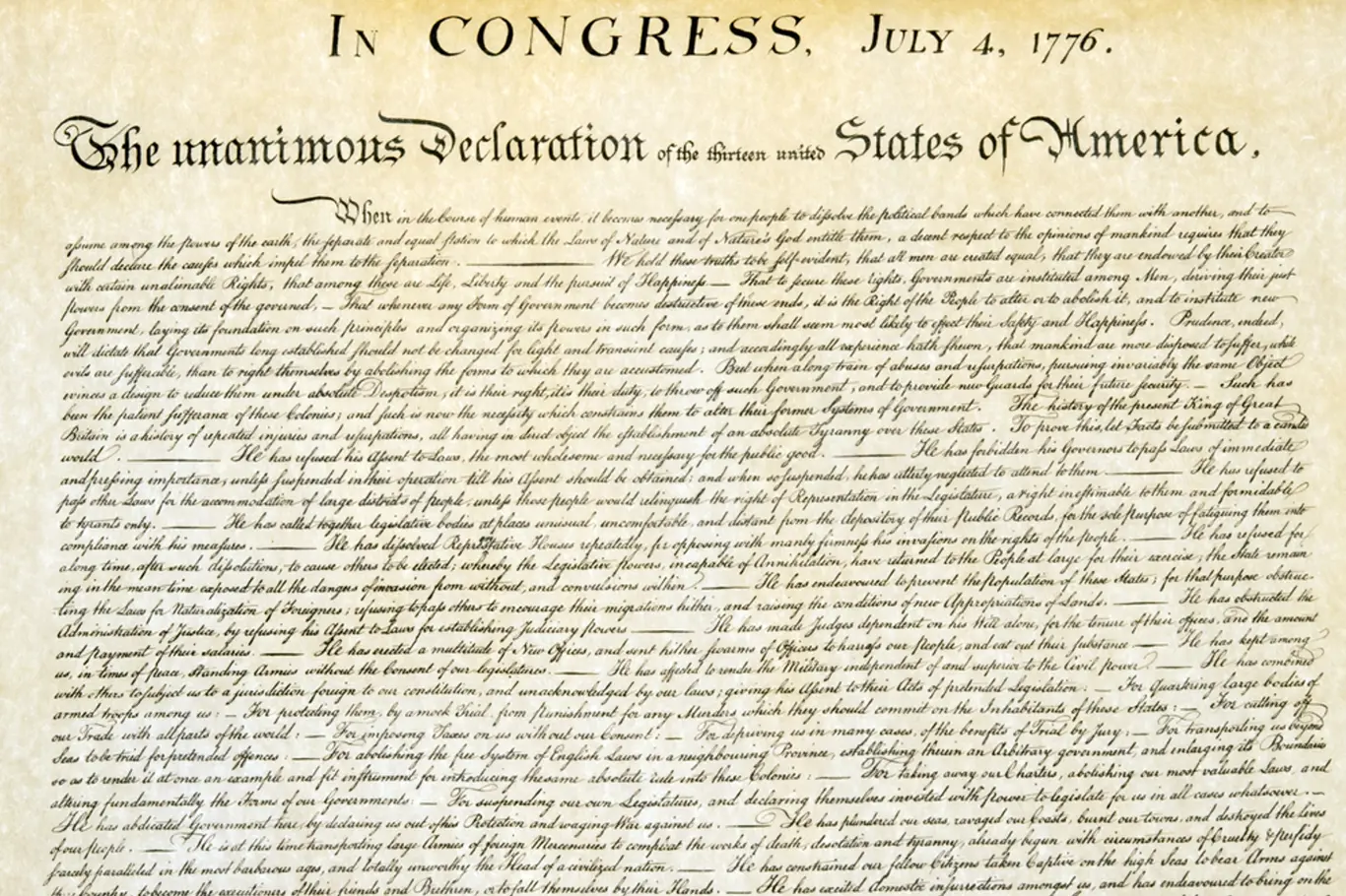 Americká Deklarace nezávislosti, 4. 7. 1776, detail