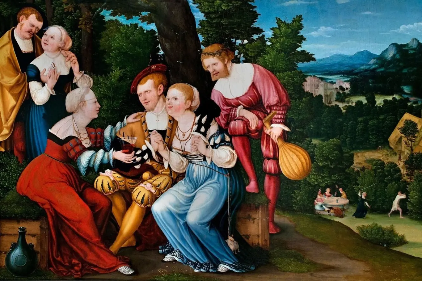 Marnotratný syn u prostitutek, 1537, německý mistr.