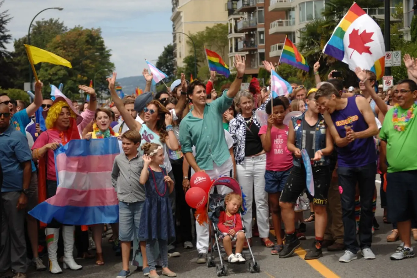 Kanadský premiér Justin Trudeau na Pride Parade ve Vancouveru. 