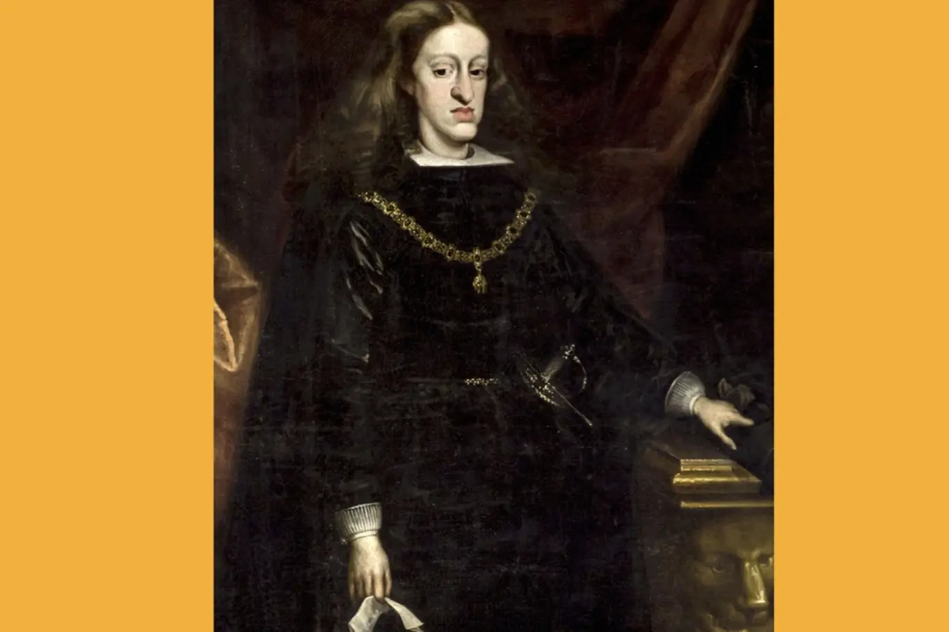 Karel II. Španělský se svou proslulou "prokletou" Habsburskou čelistí