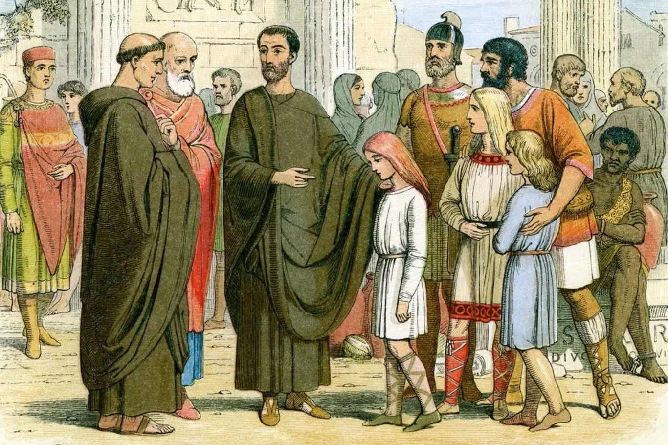 Papež Řehoř s anglickými otroky v Římě