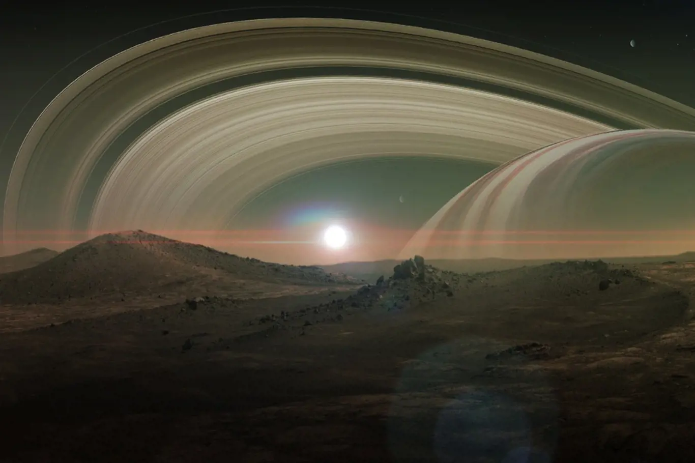 Pohled z Titanu na Saturnův prstenec