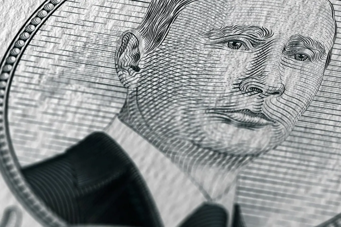 Portrét Vladimira Putina na fiktivní bankovce.
