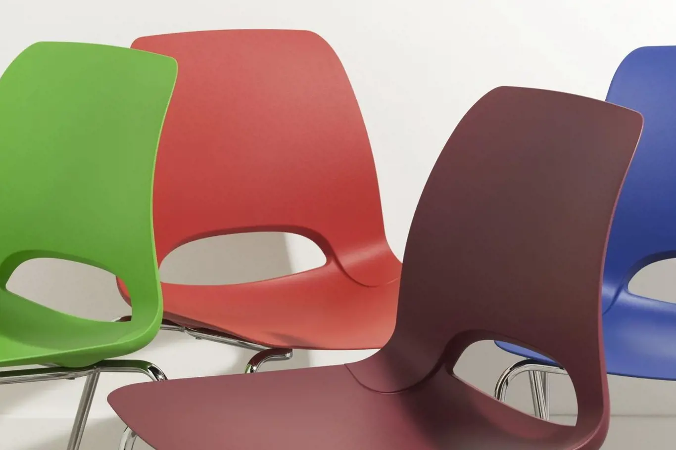 Rodina židlí Bopper navržená designérem Alessio Pozzolim pro kolekci Living for people se vyrábí z odolného polyuretanu. K dispozici v sedmi variantách a osmi různých barvách tak, aby zapadla do každého interiéru. Foto: Form and Function