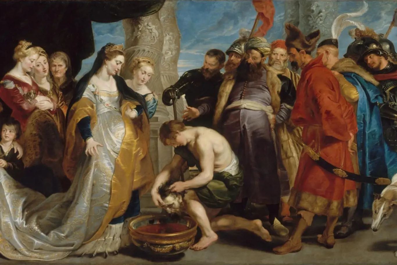 Tomyris vrhá hlavu mrtvého Kýra do nádoby s krví, Rubens.