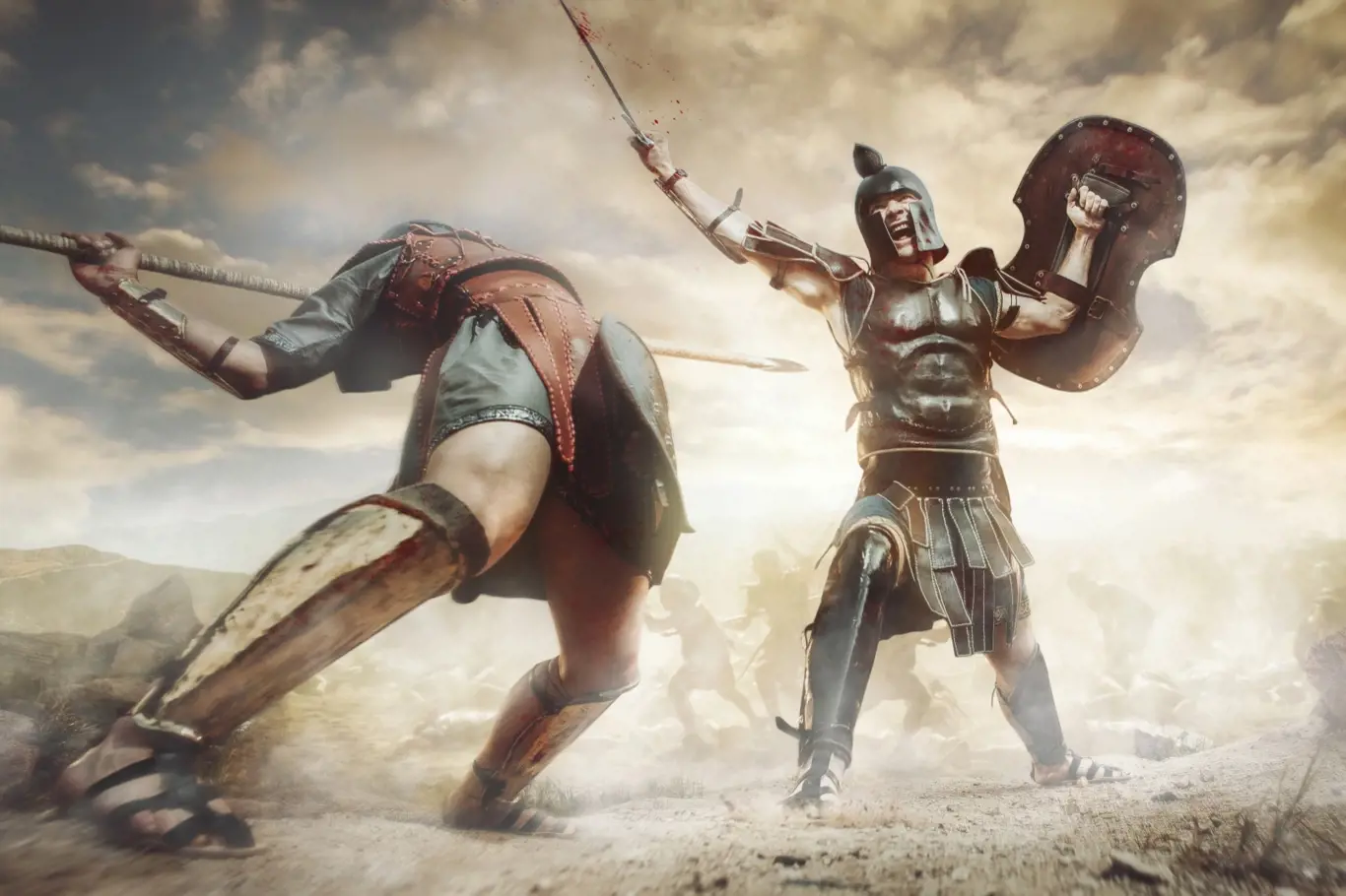 Starověký bojovník při zápase
