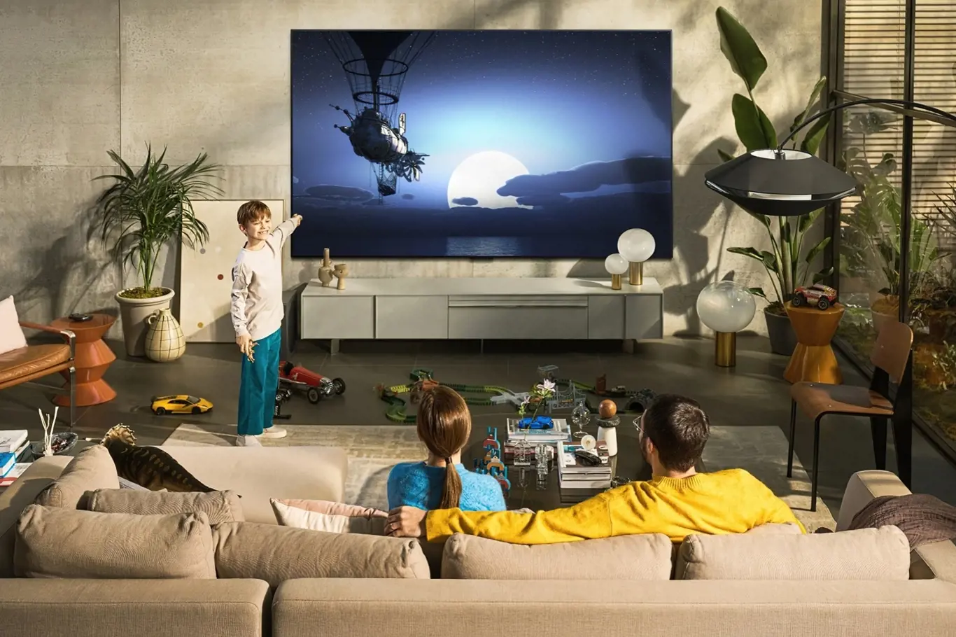 Televize v obývacím pokoji