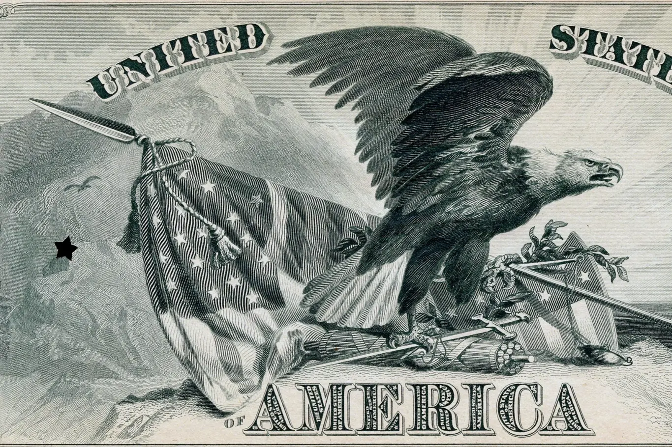 Detail části bankovky 10 tisíc USD z roku 1878