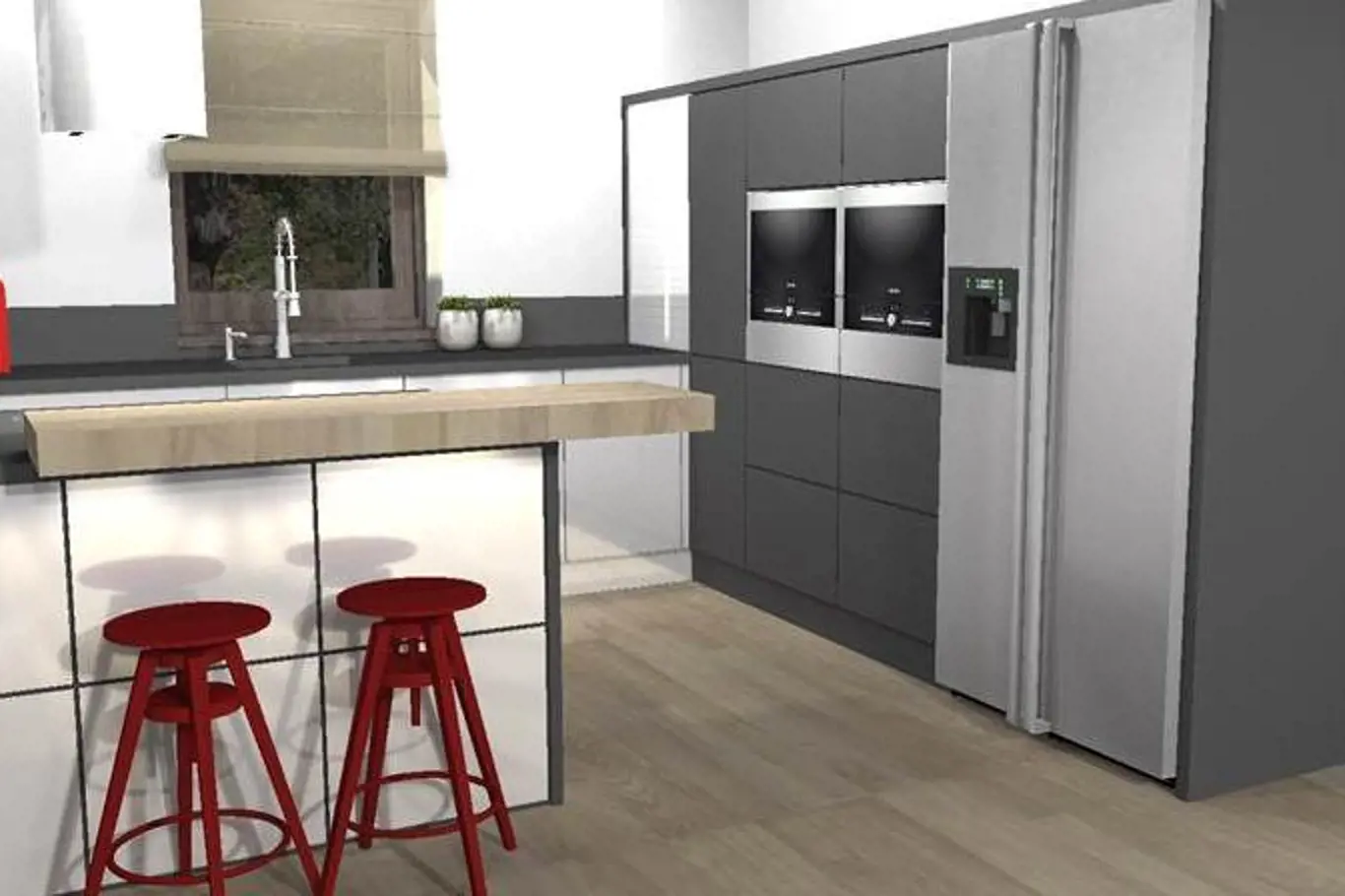 3D návrh kuchyně a obýváku