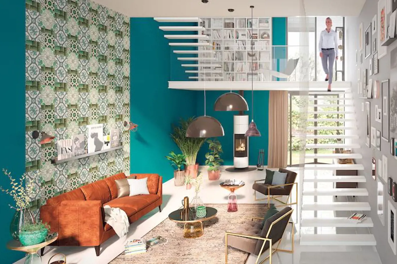 Elegantní a vzdušné schodiště je dominantou moderního bytu. Bílá barva prostor velmi prosvětluje. Foto: Hornbach