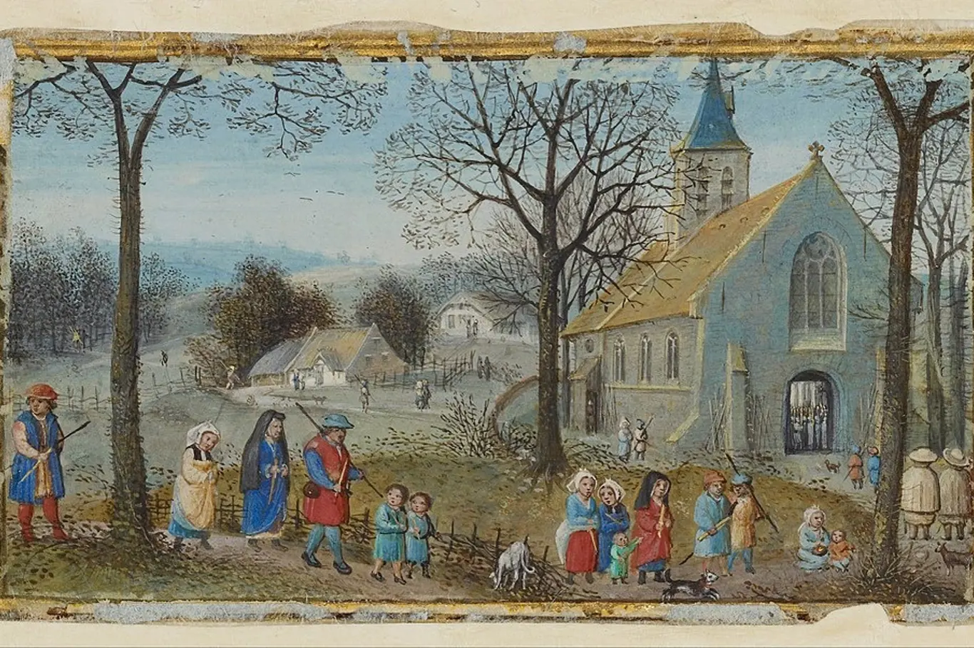 Simon Bening Flemish, Vesničané jdou do kostela