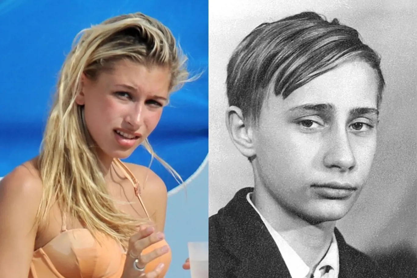 Hailey Bieber podle fanoušků vypadá jako mladý Vladimír Putin.