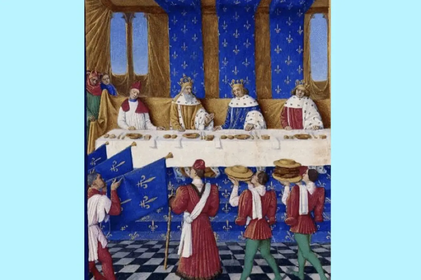 Karel V., Karel VI. a Václav IV. na banketu na francouzském dvoře