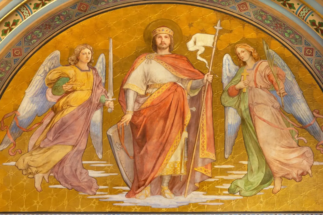 Sv. Václav na fresce v kostele Svatého Cyrila a Metoděje v Praze