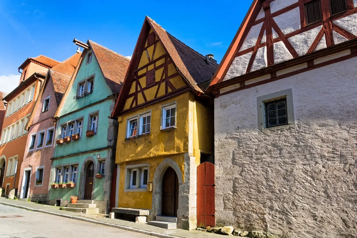 Středověké domy v bavorském Rothenburgu