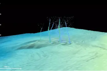 Z děr mořského dna prýští gejzíry pravěké tekutiny. Vědci natočili dosud neznámý záhadný jev