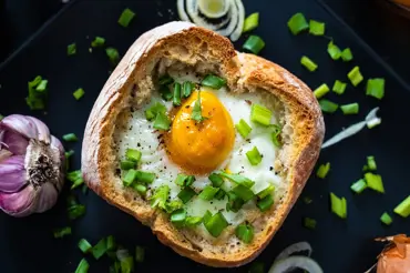 Základ je vydlabat chleba a nalít do něj vejce. Jinou snídani už dělat nebudete