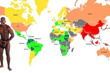Mapa světa podle velikosti penisů