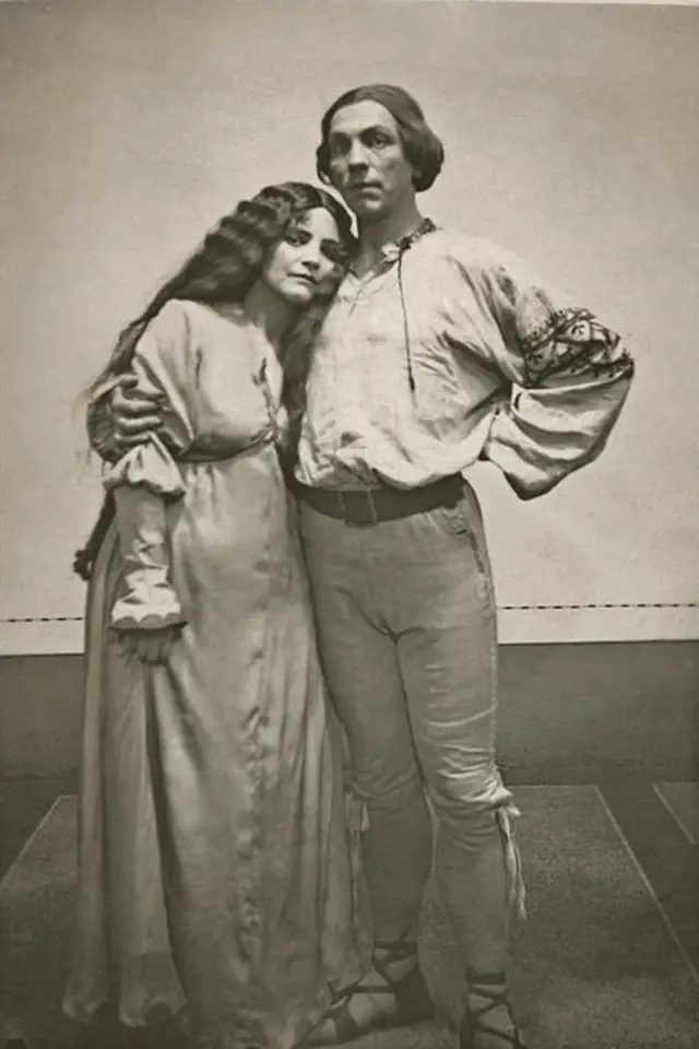Eva Vrchlická a Rudolf Deyl, ve hře Princezna Pampeliška, Národní divadlo 1910