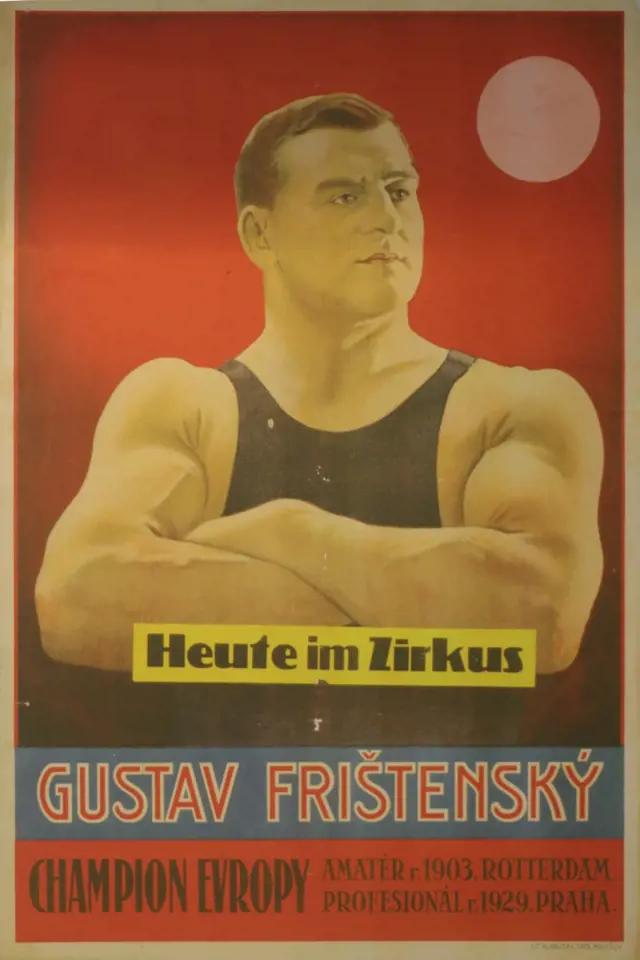 Plakát řeckořímského zápasníka Gustava Frištenského.