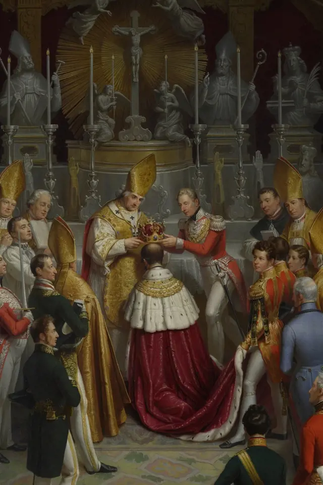 Ferdinand V. přijímá českou královskou korunu
