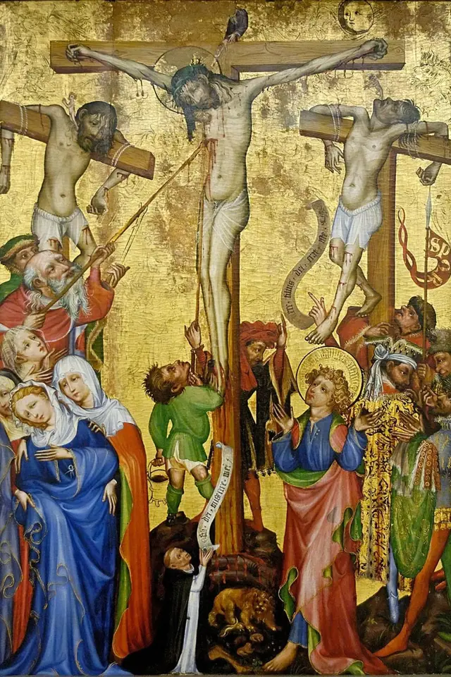 Ukřižování Ježíše, malba z r. 1450