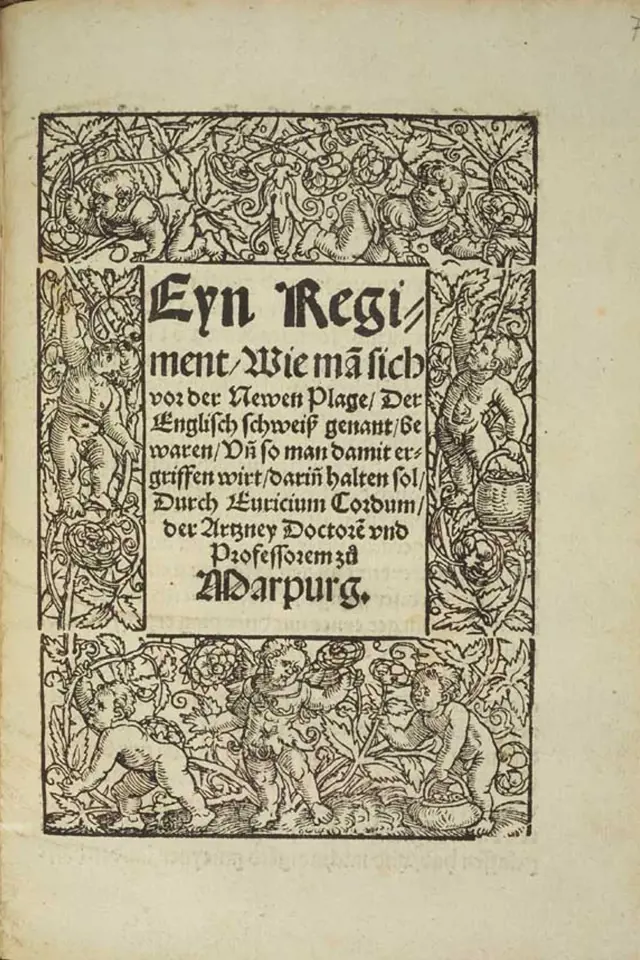 Publikace o anglickém potu, vydaná v roce 1529 v Marburgu