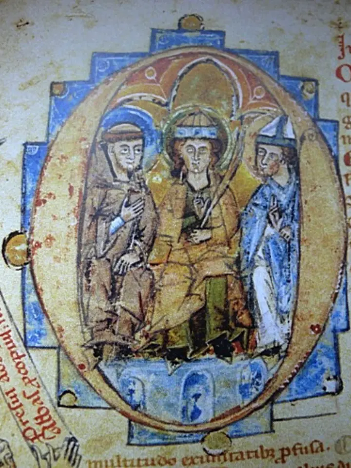 Svatý Prokop, Václav a Vojtěch na iluminaci ze 13. století