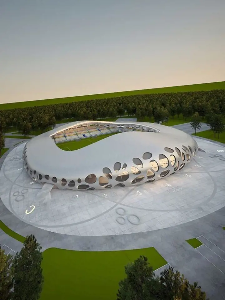 V současné době již je v běhu stavba noho stadiónu fotbalového klubu Borisov od OFIS Architects.