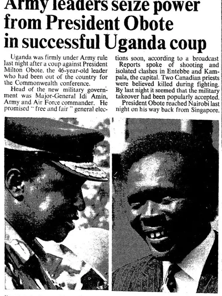 25.1. 1971; Světový tisk informuje o převratu v Ugandě