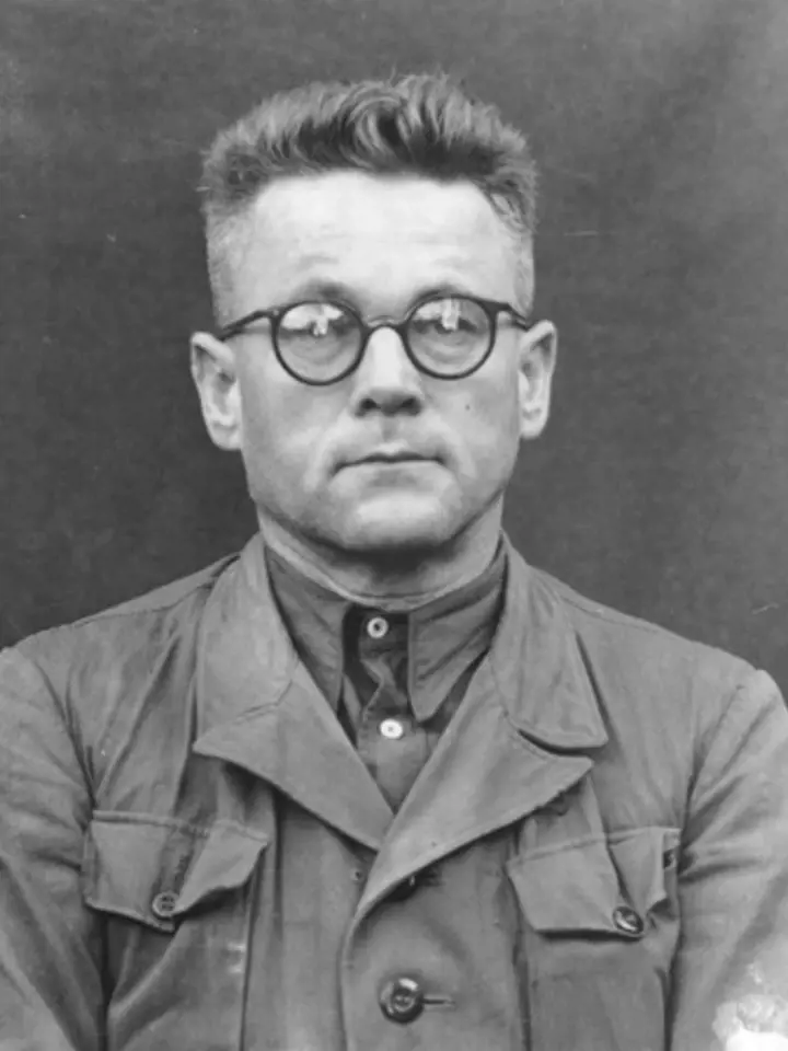 Obžalovaný Karl Gebhardt v Lékařském soudním procesu v Norimberku.