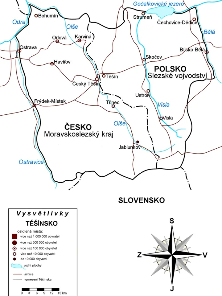 Přehledná mapa Těšínska
