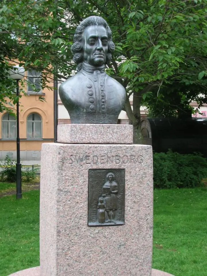 Busta Emanuela Swedenborga na náměstí Mariatorget ve Stockholmu