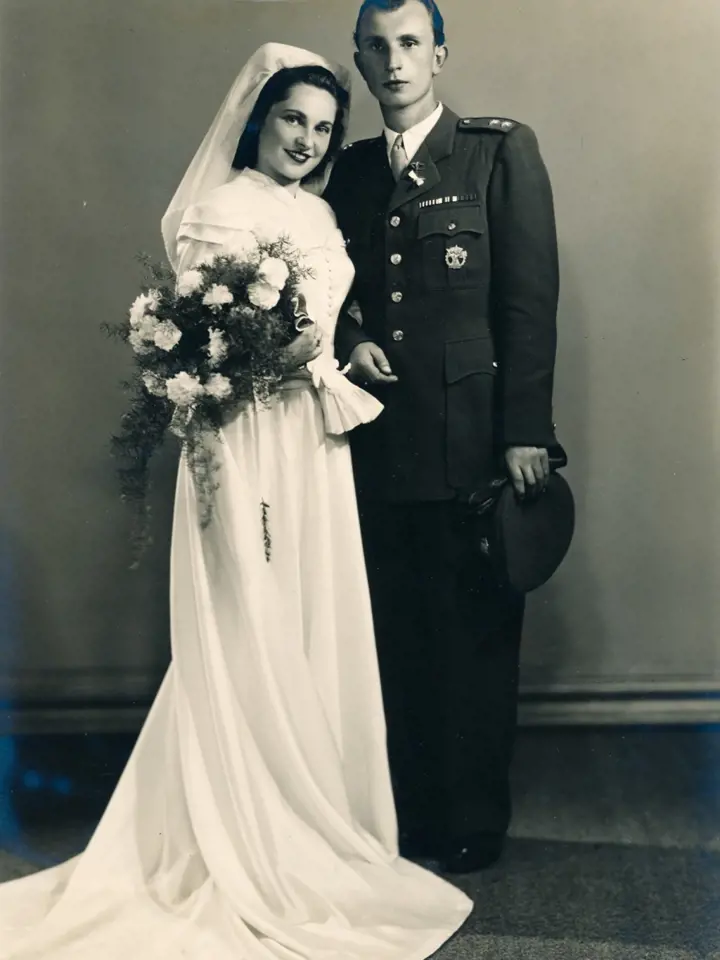 Svatba s Milanem Rackem, 17.9.1949, Brno u Sv. Tomáše