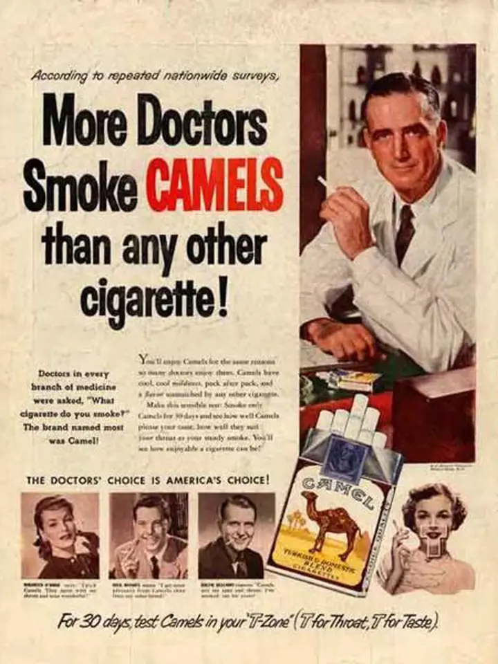 Dobová reklama propagovala přes lékaře konkrétní značky cigaret