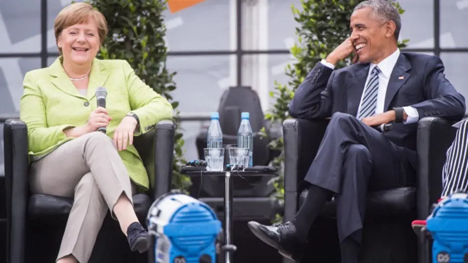 Barack Obama a Angela Merkelová v Berlíně