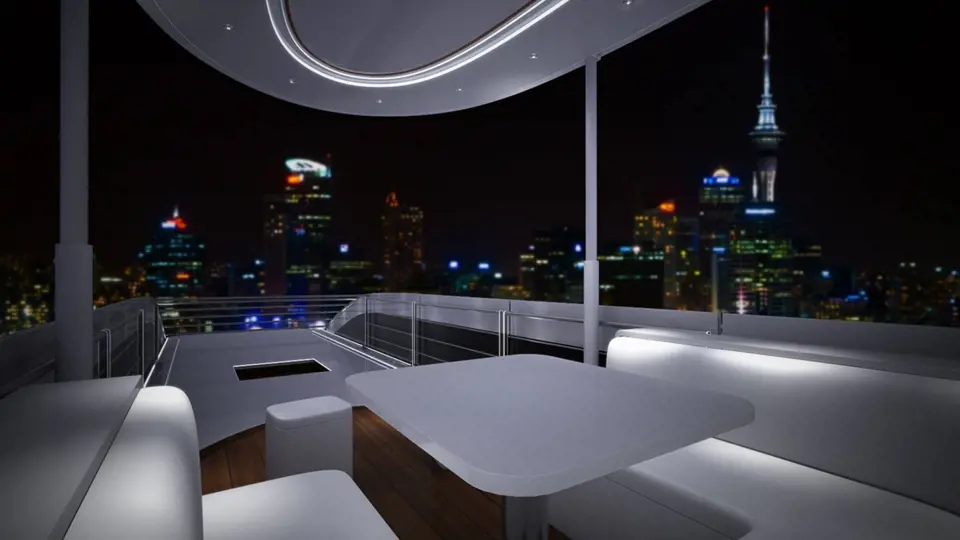 Střešní terasa Sky Lounge je nejvýraznějším rysem Karavanů Palazzo