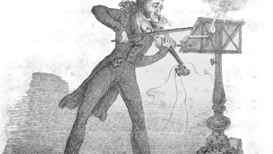 Niccolò Paganini - dobová karikatura