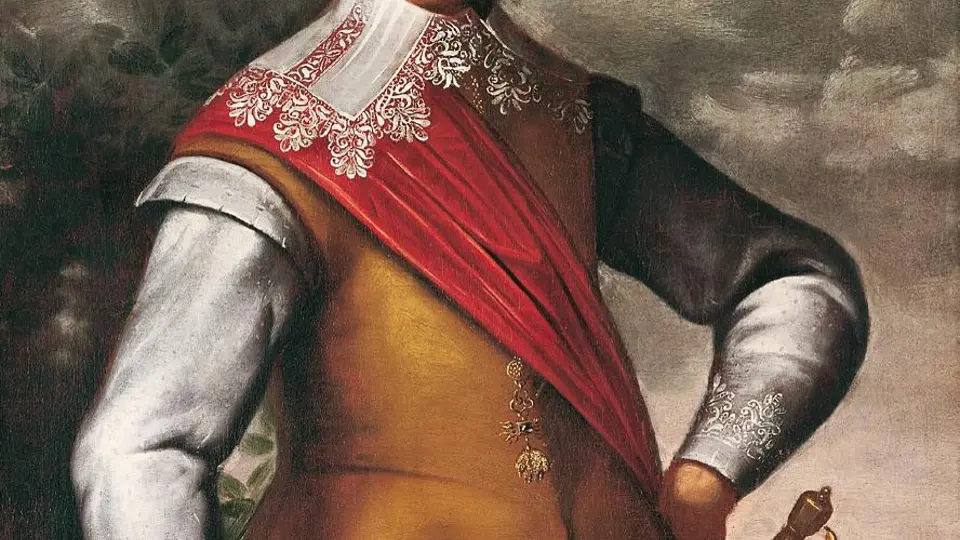 Portrét Albrechta z Valdštejna s Řádem zlatého rouna a maršálskou holí.